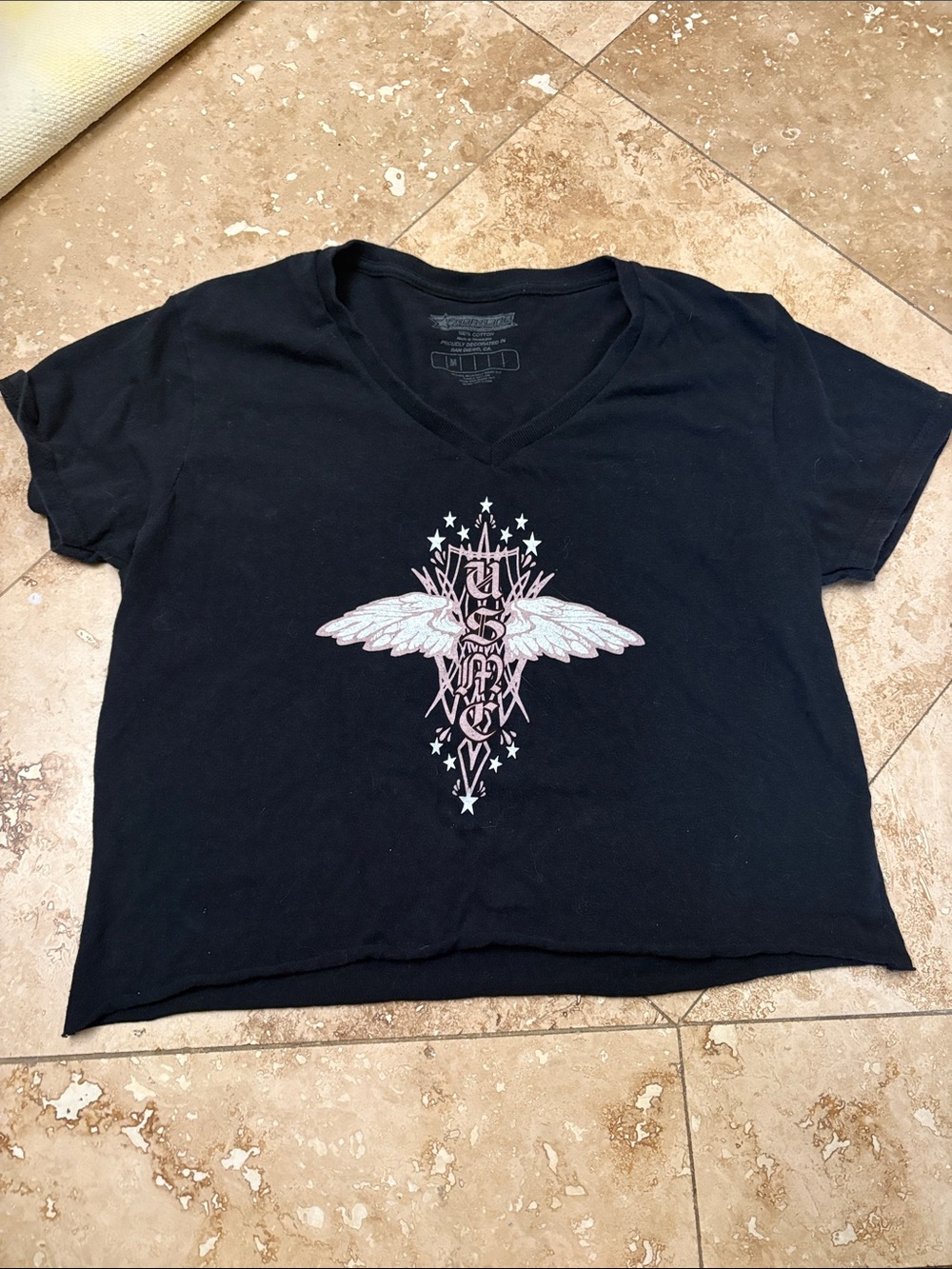 Women’s USMC Black Crop Top 2000s style